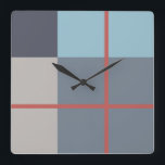 Relógio Quadrado Padrão Vermelho Laranja De Algodão De Cinza Azul<br><div class="desc">。 。</div>