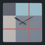 Relógio Quadrado Padrão Vermelho Laranja De Algodão De Cinza Azul<br><div class="desc">。 。</div>