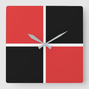 Relógio Quadrado Padrão vermelho, preto e branco