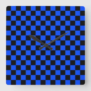 Relógio Quadrado Padrão xadrez azul e preto