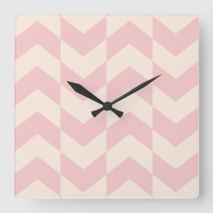 Relógio Quadrado Padrões de Herringbone Blush Pink Clock