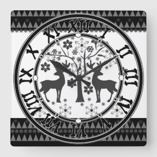 Relógio Quadrado Padrões de Natal