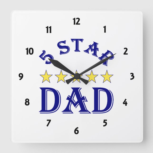 Relógio Quadrado Pai 5 Estrelas (Frente)