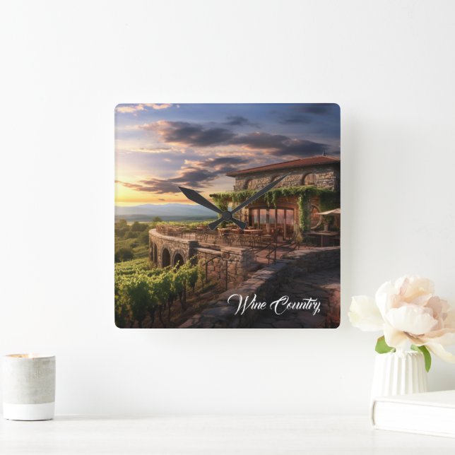 Relógio Quadrado País Vinho (Lar)