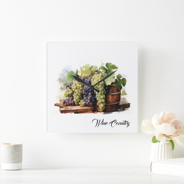 Relógio Quadrado País Vinho (Lar)