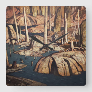 Relógio Quadrado Paisagem de Backwater por AJ Casson canadense