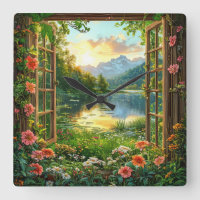 Paisagem de janela falsa Decoração de Casa Cabana 