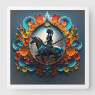 Relógio Quadrado "Paisagem Nativa Americana"