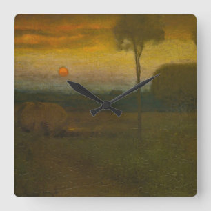 Relógio Quadrado Paisagem noturna por George Inness (1889)