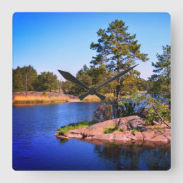 Relógio Quadrado paisagem sueca, foto