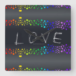 Relógio Quadrado Palavra de amor rabiscada de SlipperyJoe gradiente