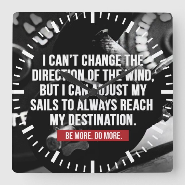 Relógio Quadrado Palavras Motivacionais do Workout de Construção de (Frente)