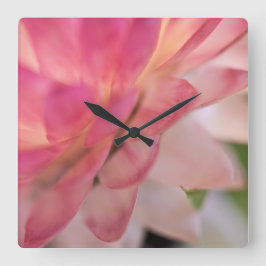 Relógio Quadrado Palha rosa-branca