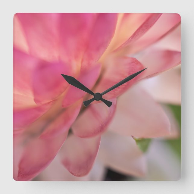 Relógio Quadrado Palha rosa-branca (Frente)