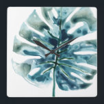 Relógio Quadrado Palm de Joias Tropicais<br><div class="desc">Joias tropicais VIII por June Erica Vess. Esta folha de palma tropical foi criada usando belos e ricos tons de joias em um estilo aquarela. | 164744D</div>