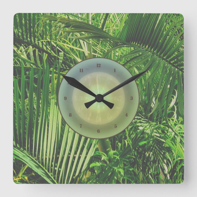 Relógio Quadrado PalmTrees Jungle Clock 🌴 (Frente)