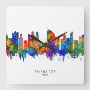 Relógio Quadrado Panamá City Panamá Skyline
