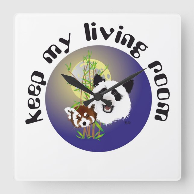 Relógio Quadrado Panda Treffen Uhr (Frente)