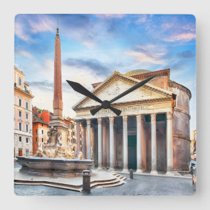 Relógio Quadrado Panteão Roma Itália Viagem Europa Vintage