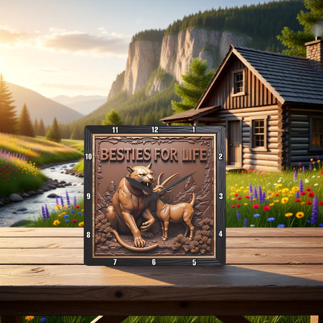 Relógio Quadrado Panther Goat Detailed Animal (Criador carregado)