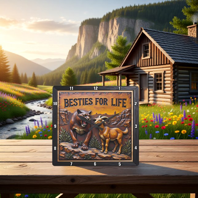 Relógio Quadrado Panther Goat Unlikely Forest (Criador carregado)