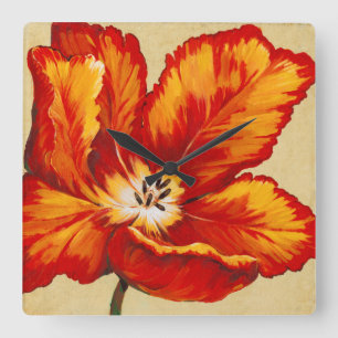 Relógio Quadrado Papagaio Tulip I