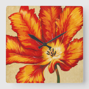 Relógio Quadrado Papagaio Tulipa II