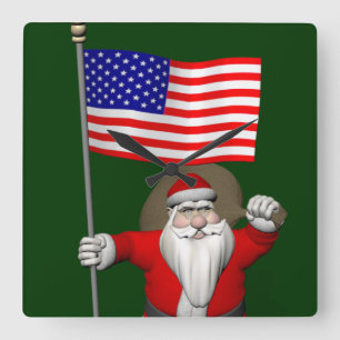 Relógio Quadrado Papai Noel, Alferes Dos Estados Unidos