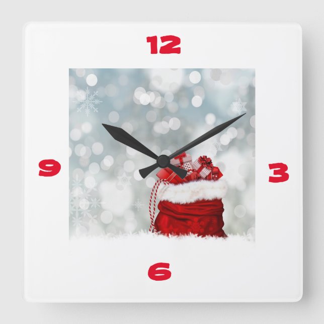 RELÓGIO QUADRADO **PAPAI NOEL BAG** CLOCK (Frente)