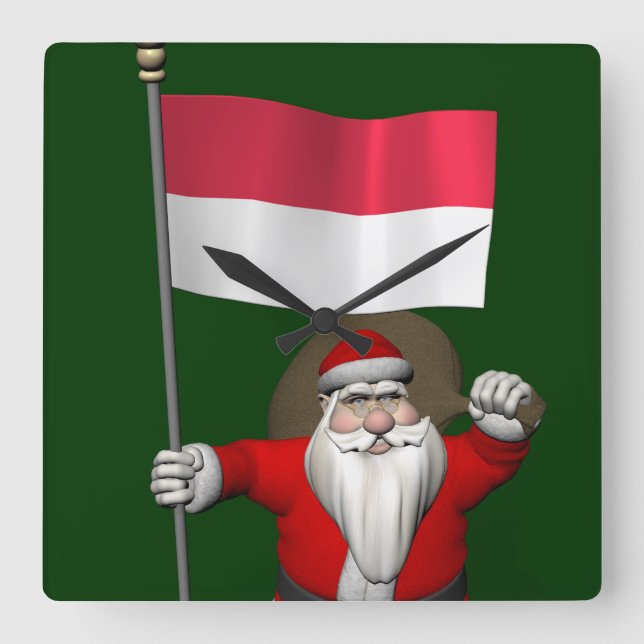 Relógio Quadrado Papai Noel Com Alferes Da Indonésia (Frente)