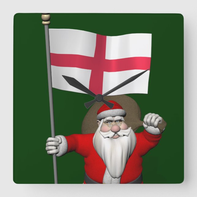 Relógio Quadrado Papai Noel Com Alferes Da Inglaterra (Frente)