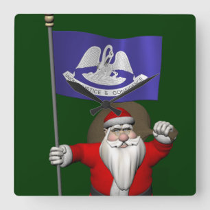 Relógio Quadrado Papai Noel Com Alferes Da Louisiana