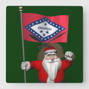 Relógio Quadrado Papai Noel Com Alferes De Arkansas
