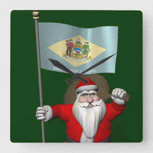 Relógio Quadrado Papai Noel Com Alferes De Delaware