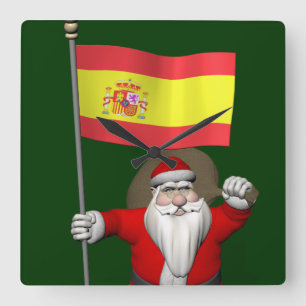 Relógio Quadrado Papai Noel Com Alferes De Espanha