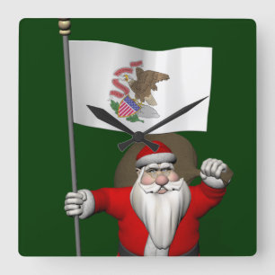 Relógio Quadrado Papai Noel Com Alferes De Illinois