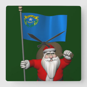 Relógio Quadrado Papai Noel Com Alferes De Nevada