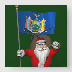 Relógio Quadrado Papai Noel Com Alferes De Nova York, Estado Norte-