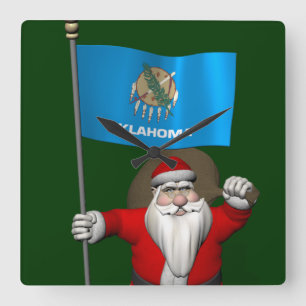 Relógio Quadrado Papai Noel Com Alferes De Oklahoma