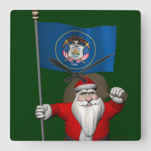 Relógio Quadrado Papai Noel Com Alferes De Utah