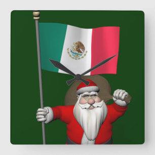 Relógio Quadrado Papai Noel Com Alferes Do México