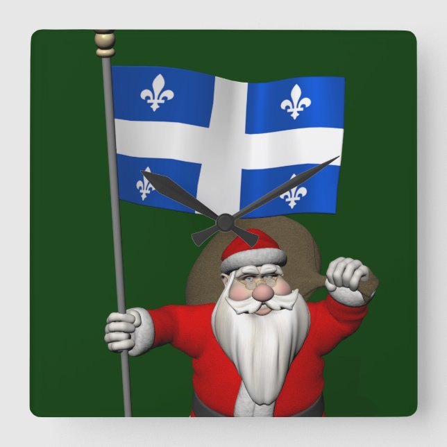Relógio Quadrado Papai Noel Com Alferes Do Québec CDN (Frente)