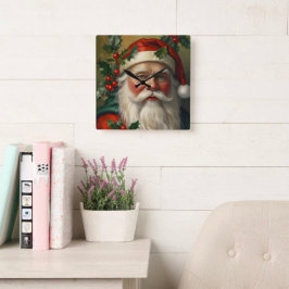 Relógio Quadrado Papai Noel Com Visco