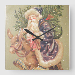 Relógio Quadrado Papais noeis Andando Donkey