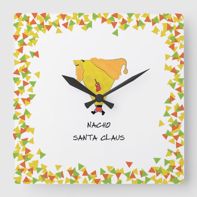 Relógio Quadrado Papais noeis Nacho com Chips (Frente)