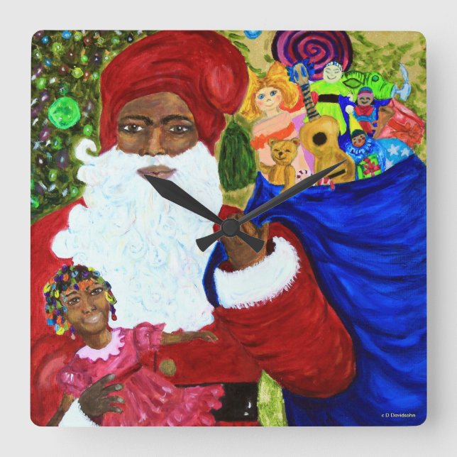 Relógio Quadrado Papais noeis Wish Designer Wall Clock - Papais noe (Frente)