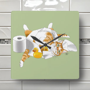 Relógio Quadrado Papel higiênico de gengibre de laranja