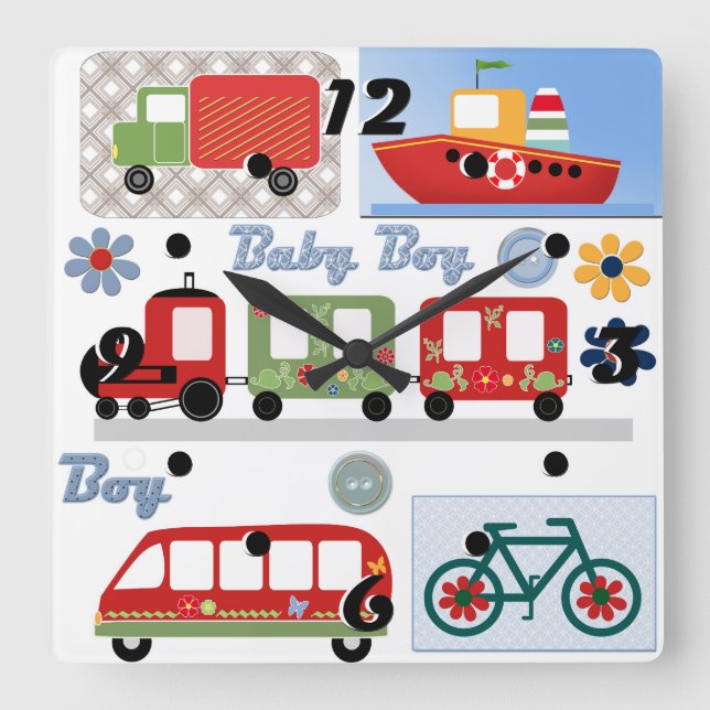 Relógio Quadrado Para menino (Frente)