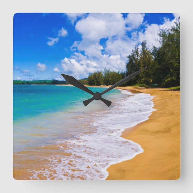 Relógio Quadrado Paraíso da praia tropical, Havaí (Frente)