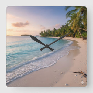 Relógio Quadrado Paraíso Tropical